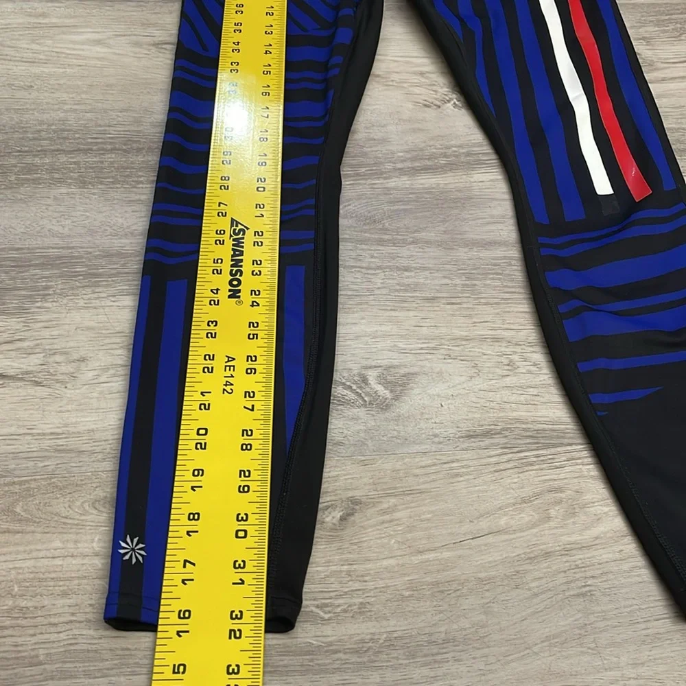 Athleta Black with Red, White & Blue Stripes Cropped Leggings Size XS